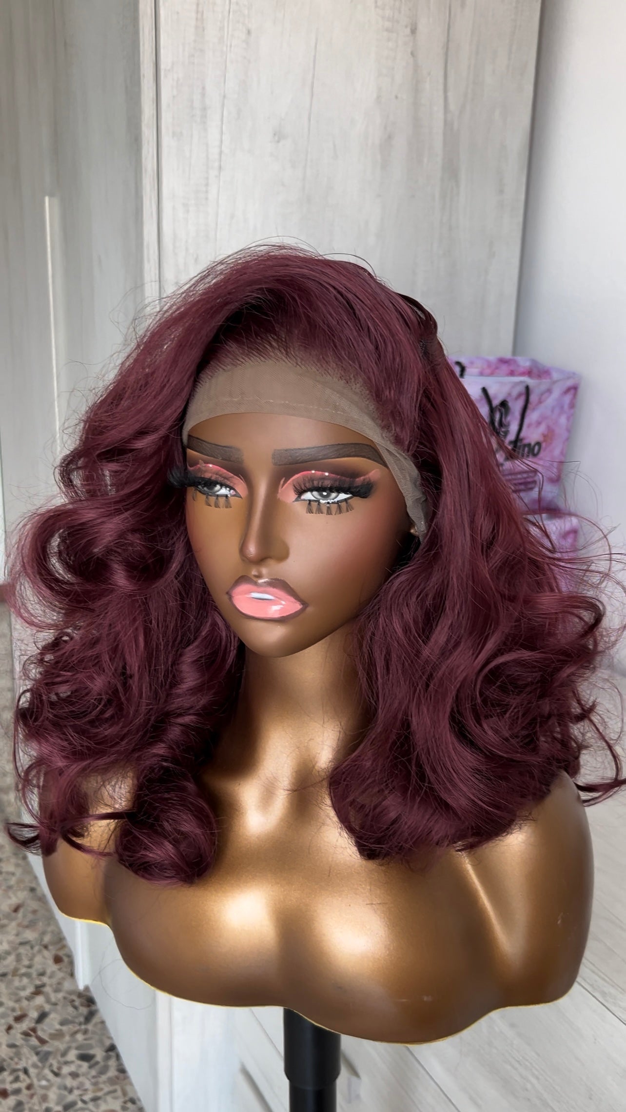 bouncy hair wine color